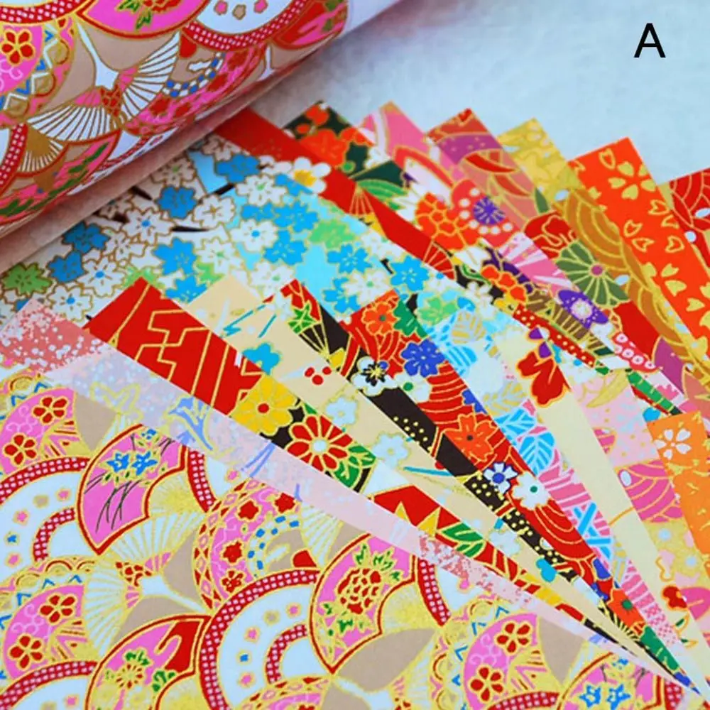 20 stks/pak Japanse stijl Gouden Lijnen Bloem Papier Kraan Decoratieve Milieu Materiaal Diy Kids Origami Papier Scrapbook Decor