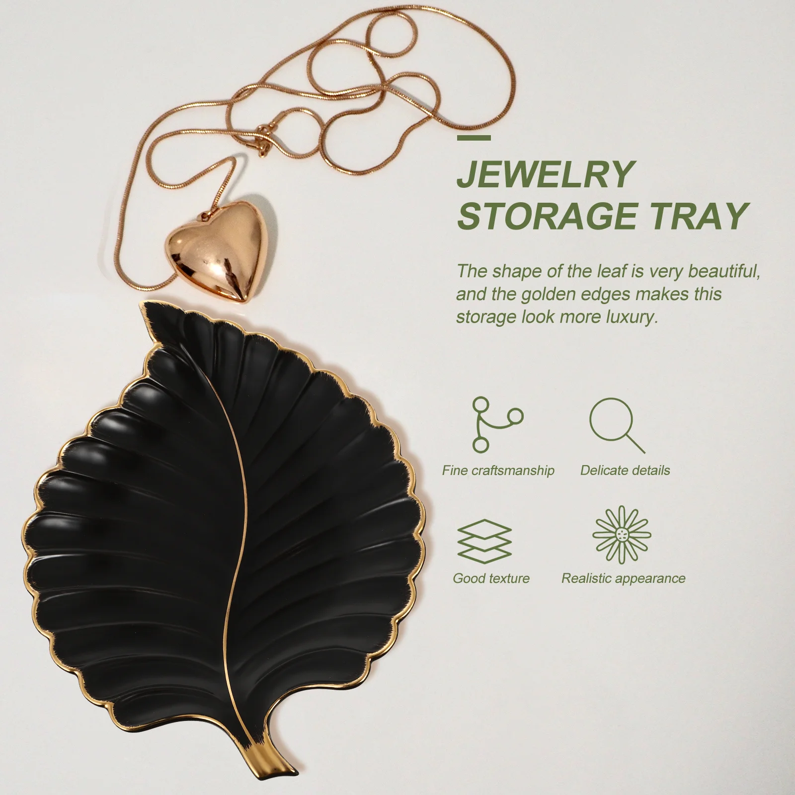 1Pcs Nordic Style Leaf Shape Ceramic Jewelry Storage Tray Compact Desktop Organizer for Rings Earrings Trinkets