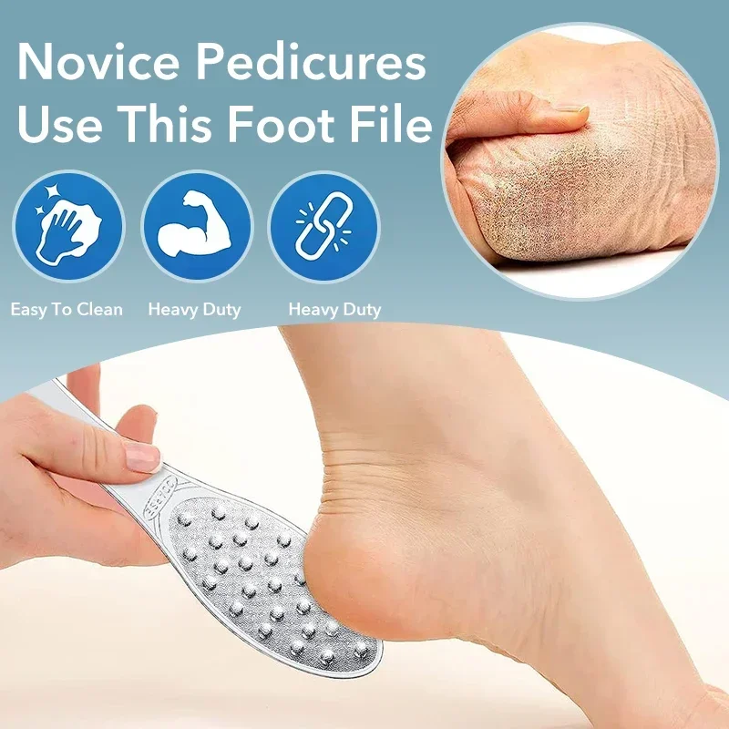 Double Sided Stainless Steel Foot File Foot Rasp Heel Scraper Dead Skin Callus Remover Feet Scrubber Pedicure Foot Care Tools