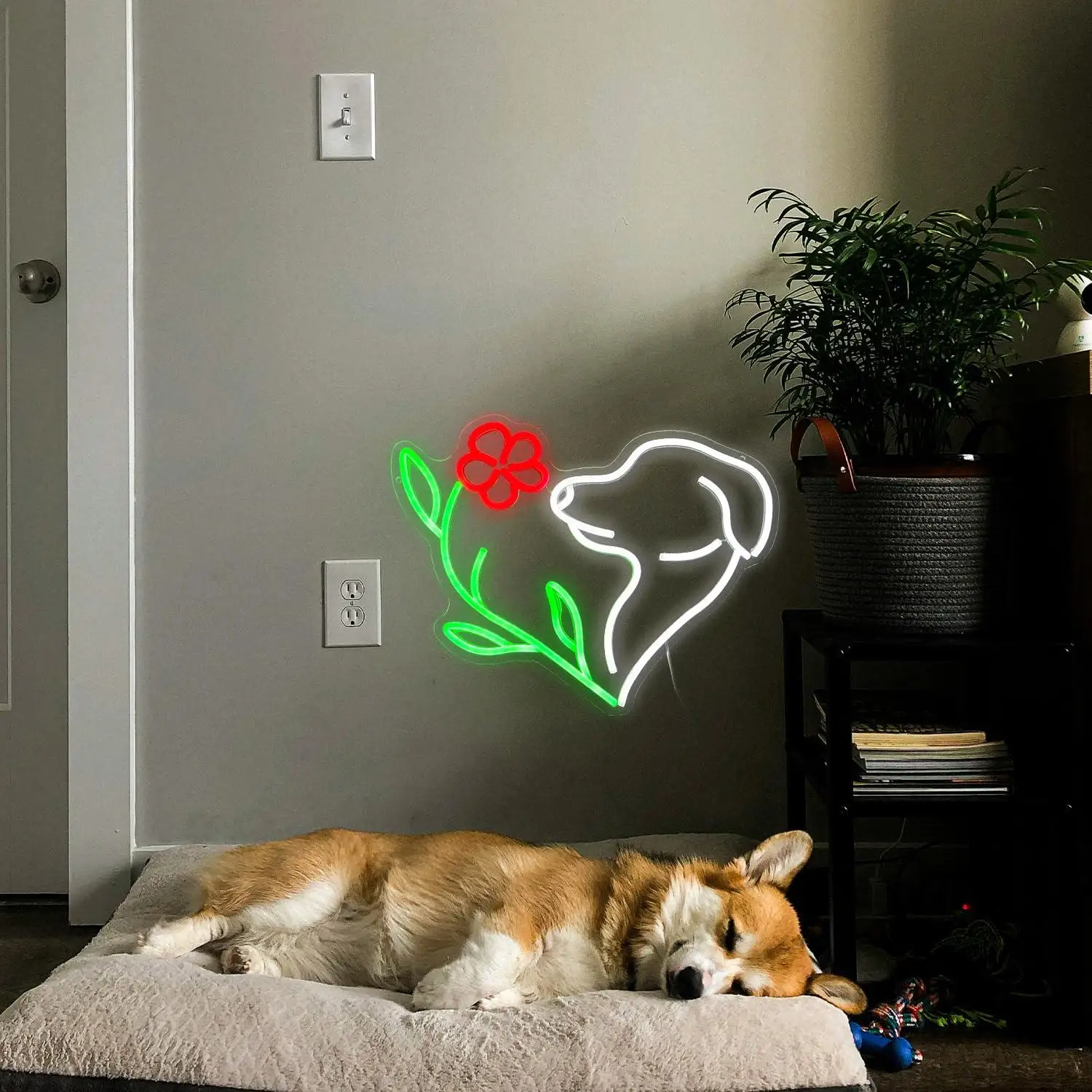 Cute Dog Neon Sign USB Dimmable Neon Lights for Pet Shop Flower Shop Bedroom Girls Room Decor Gifts For Lover Night Light