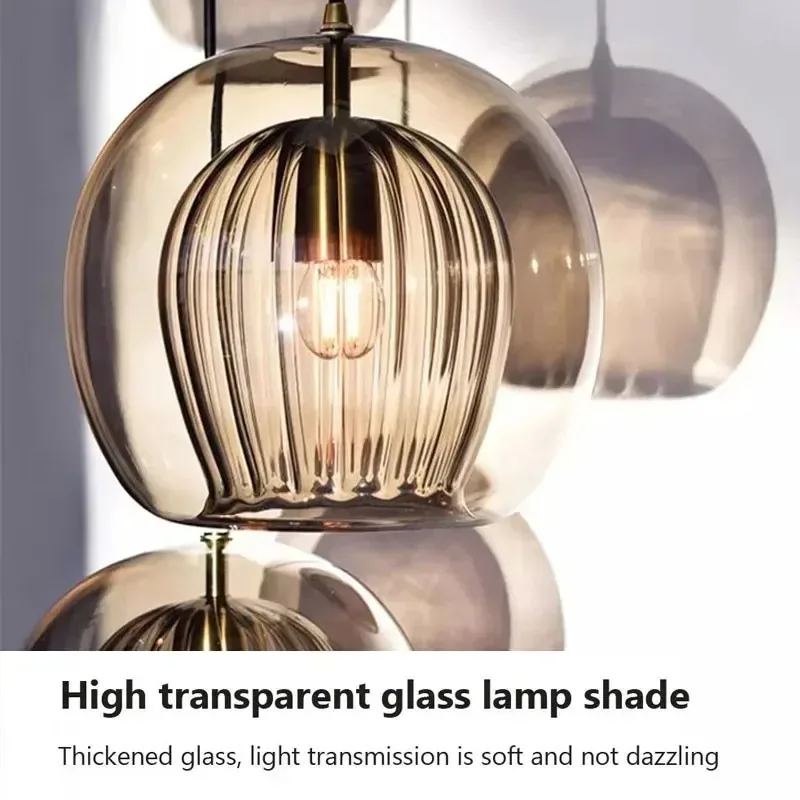Nordic Glass Pendant Light LED glass Hanging Lamp For Dining Room Living Room Coffee Shope Home Indoor Decor Lighting Fixtures view 6