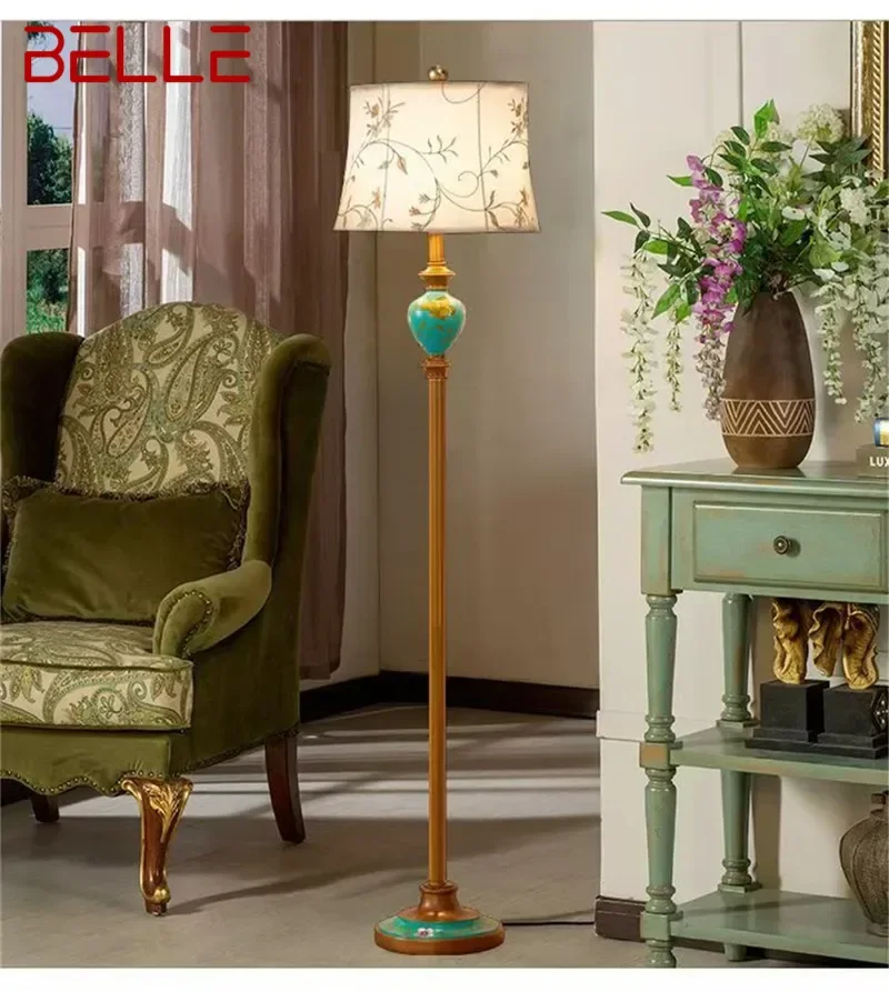 

BELLE American Retro Floor Lamp European Luxurious Bedroom Living Room Beside The Sofa Villa Hotel Decorative Standing Light