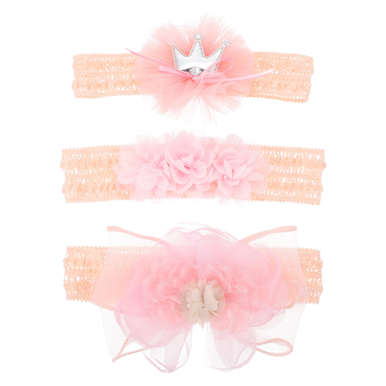 

3 Pcs Baby Headb Set Newborn Infant Hairb Lace Bow Cartoon Headdress Pink Hair Accessories For Girls Photo Gifts
