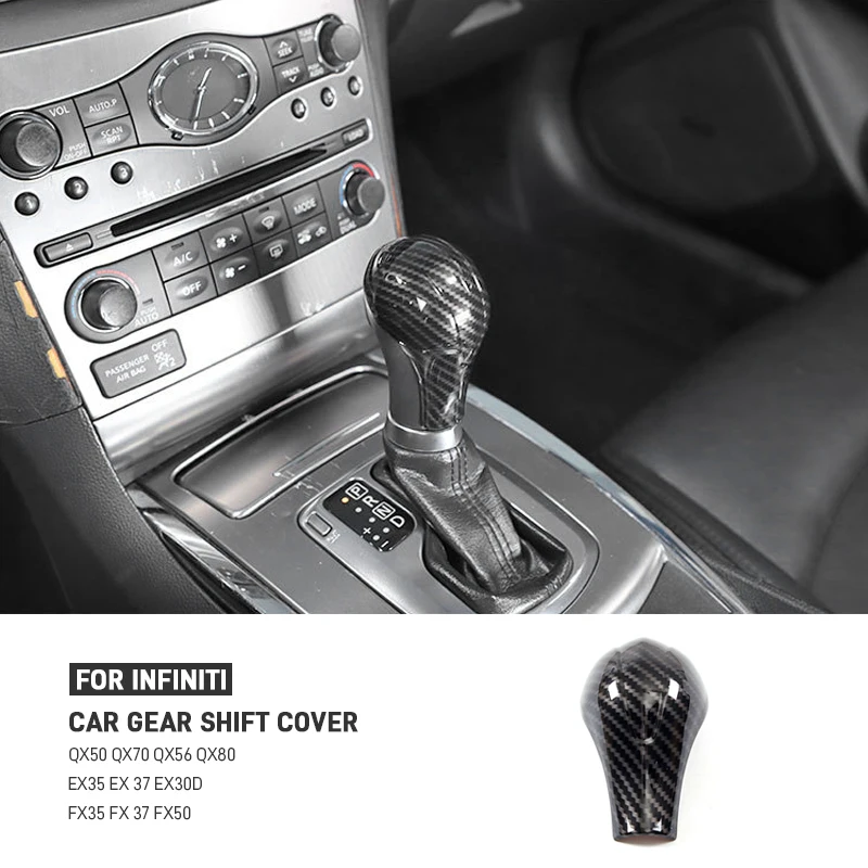 

Car Carbon Fiber Gear Shift Knob Head Panel Cover Trim Sticker For Infiniti FX EX G25 G27 G35 G37 QX50 QX56 QX70 QX80 2007-2016