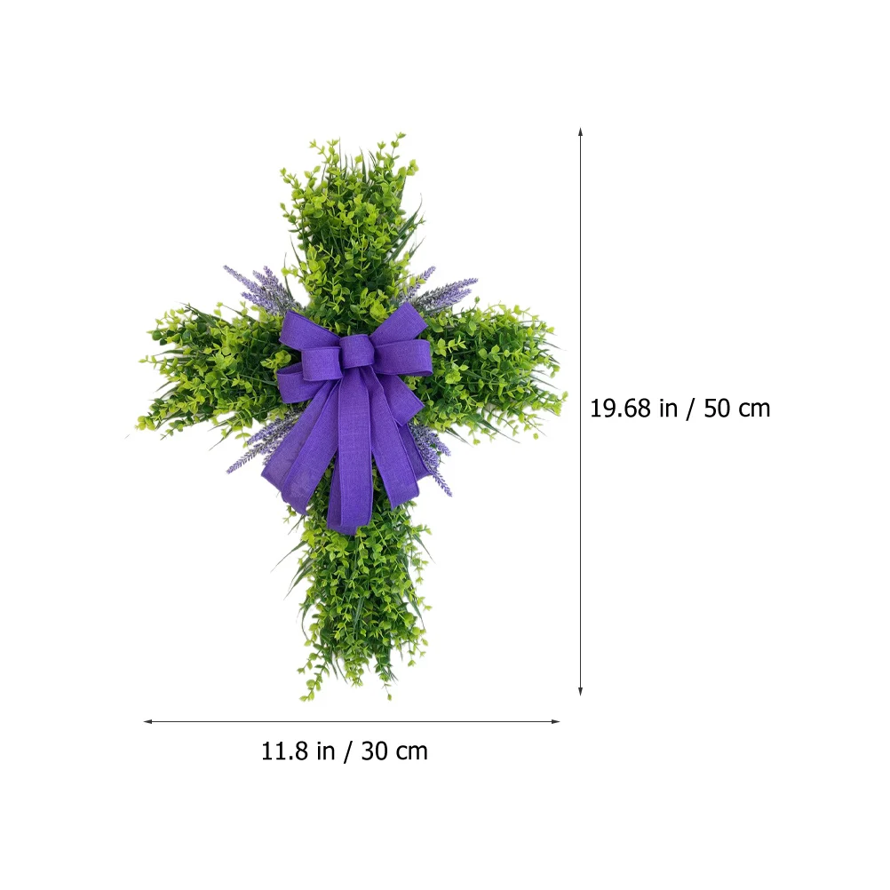 Kreuz-Eukalyptus-Kranz für die Haustür, Osterkränze mit Schleife, Ganzjahreskränze für Heimdekoration, Bauernhaus-Veranda