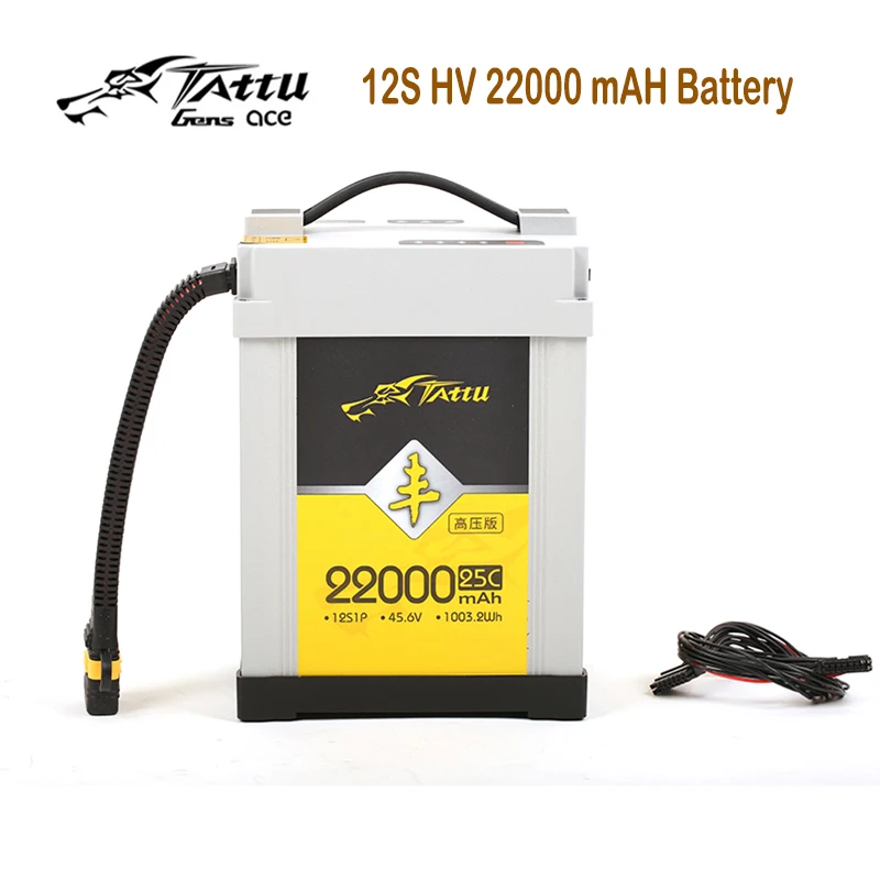 TATTU HV 22000mAh 25C 12S 45.6V Lithium Polymer Rechargeable Battery Lipo Battery for DIY RC Drone UAV Model