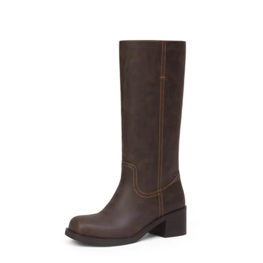 

Adolilove Mid Calf Boots for Women Chunky Block Low Heel Square Toe Comfortable Casual Trendy Stylish Boots