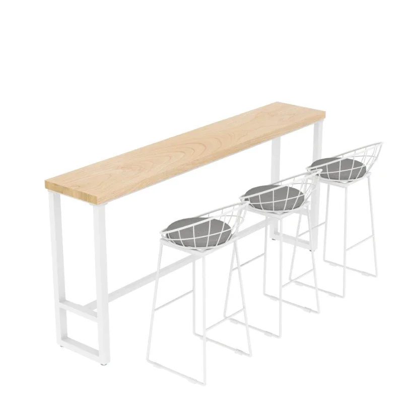 

Nordic white log casual bar table milk tea shop creative high bar table and chairs