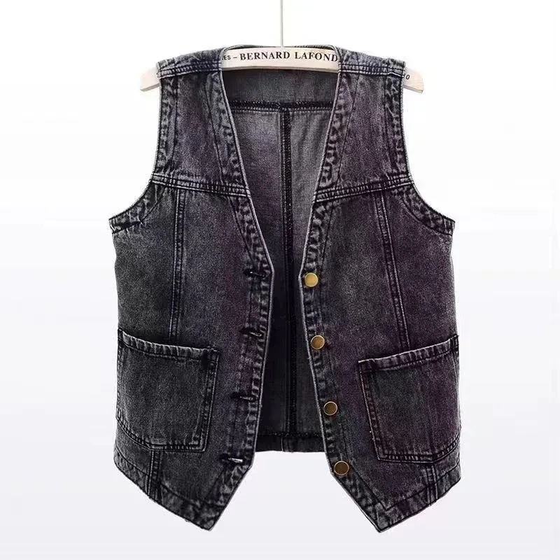 Spring Summer Versatile Denim Vest Jacket for Women Loose Korean Version BF Sleeveless Coat Female Short Casual Waistcoat Top