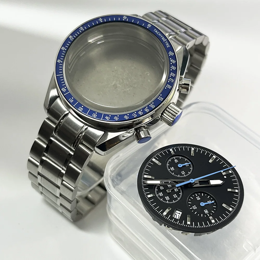 VK63 Chronograph Watch with a 39.7mm Case, Modified and assembled with Case Accessories and a White Dial 32.5mm, New