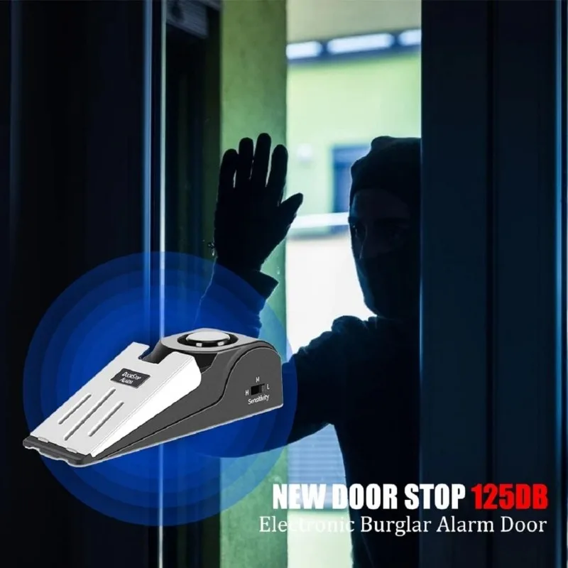 Door Stop Alarm 125 DB Anti-theft Burglar Stop System Wedge Shaped Door Stop Stopper Alarm Block Blocking System for Hotel Home