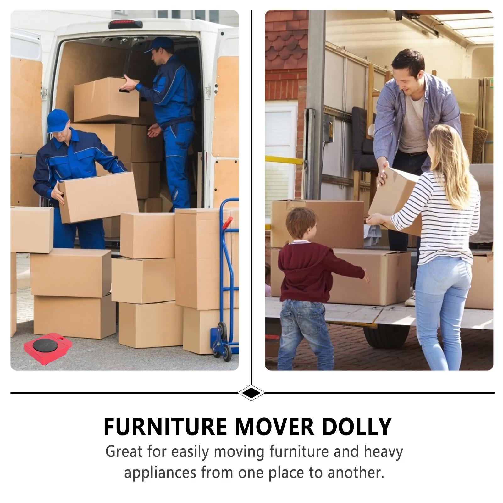 

2pcs Plastic Wheel Furniture Mover Dolly Square Dollies for Moving Heavy Appliances Oversized Objects Easy Mobility Durable