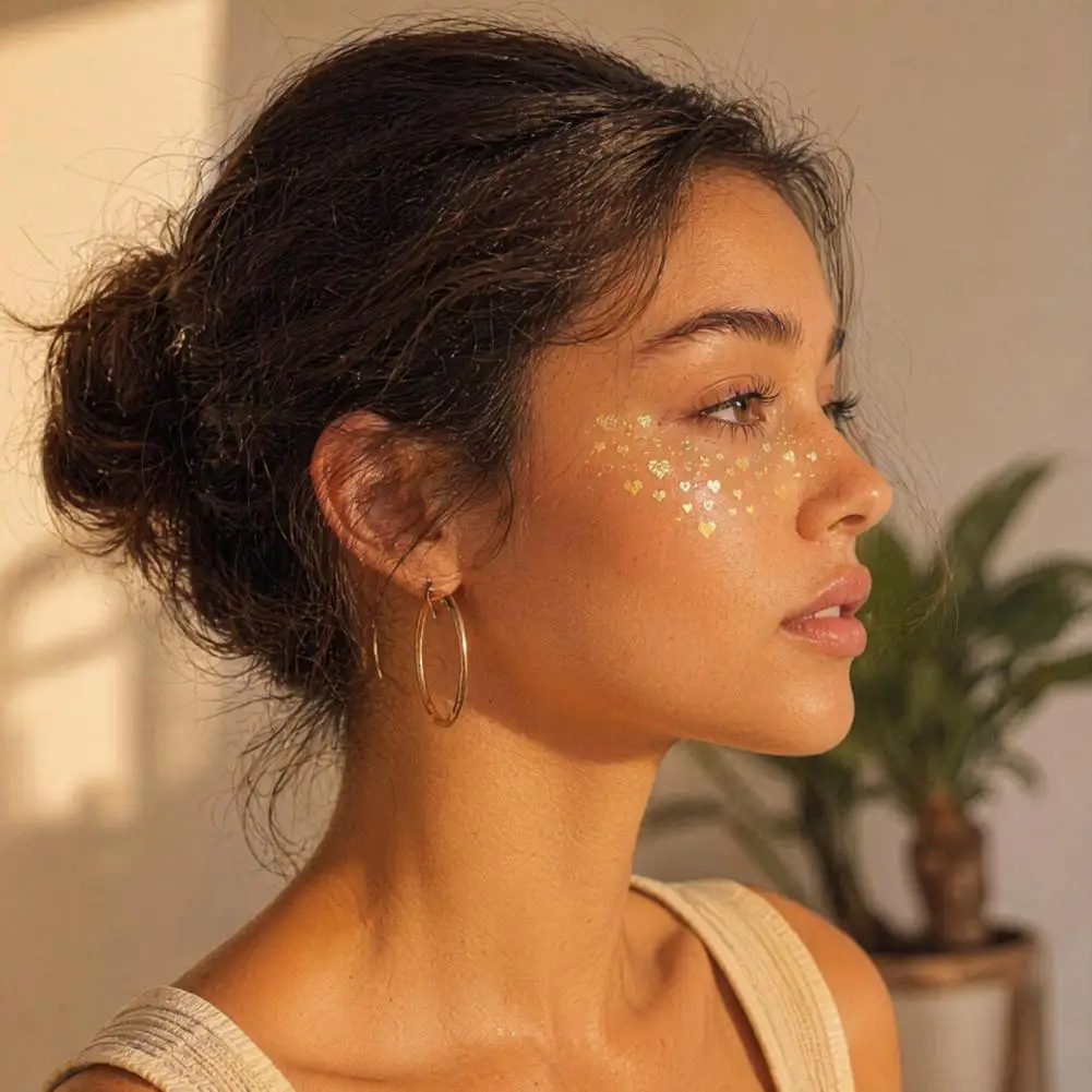 Attractive Tattoo Patterns Glitter Freckles Face Tattoos Sparkling Speckles Temporary Makeup Patches for Christmas Parties Music