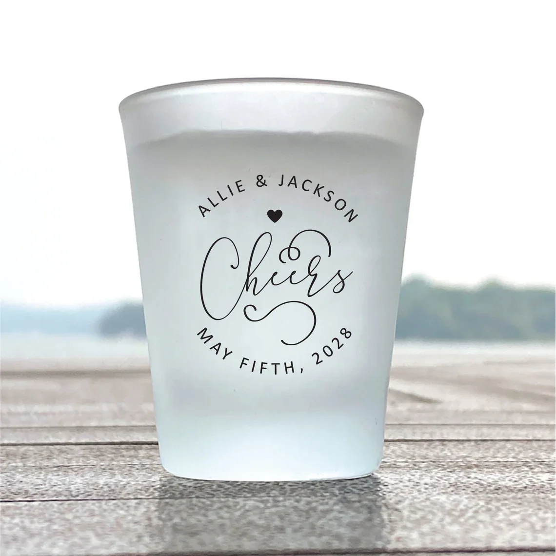 12 pcs - Personalized Frosted Shot Glass - Cheers Monogram - Unique Shot Glass - Wedding Favors -Gift Ideas - White Frosted Glas