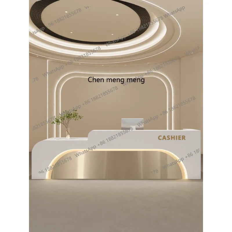 

Nordic Cream Style Beauty Salon Checkout Counter Modern Medical Beauty Dental Company Reception Desk Office Furniture