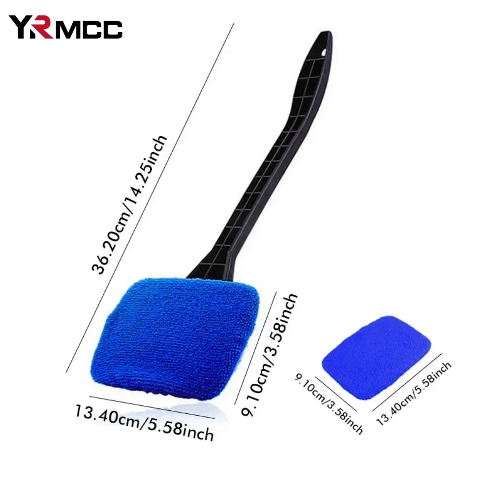 Car Window Cleaner Brush Kit Windshield Cleaning Wash Microfiber Towel Brush with Long Handles Tools Set for Car Accessories