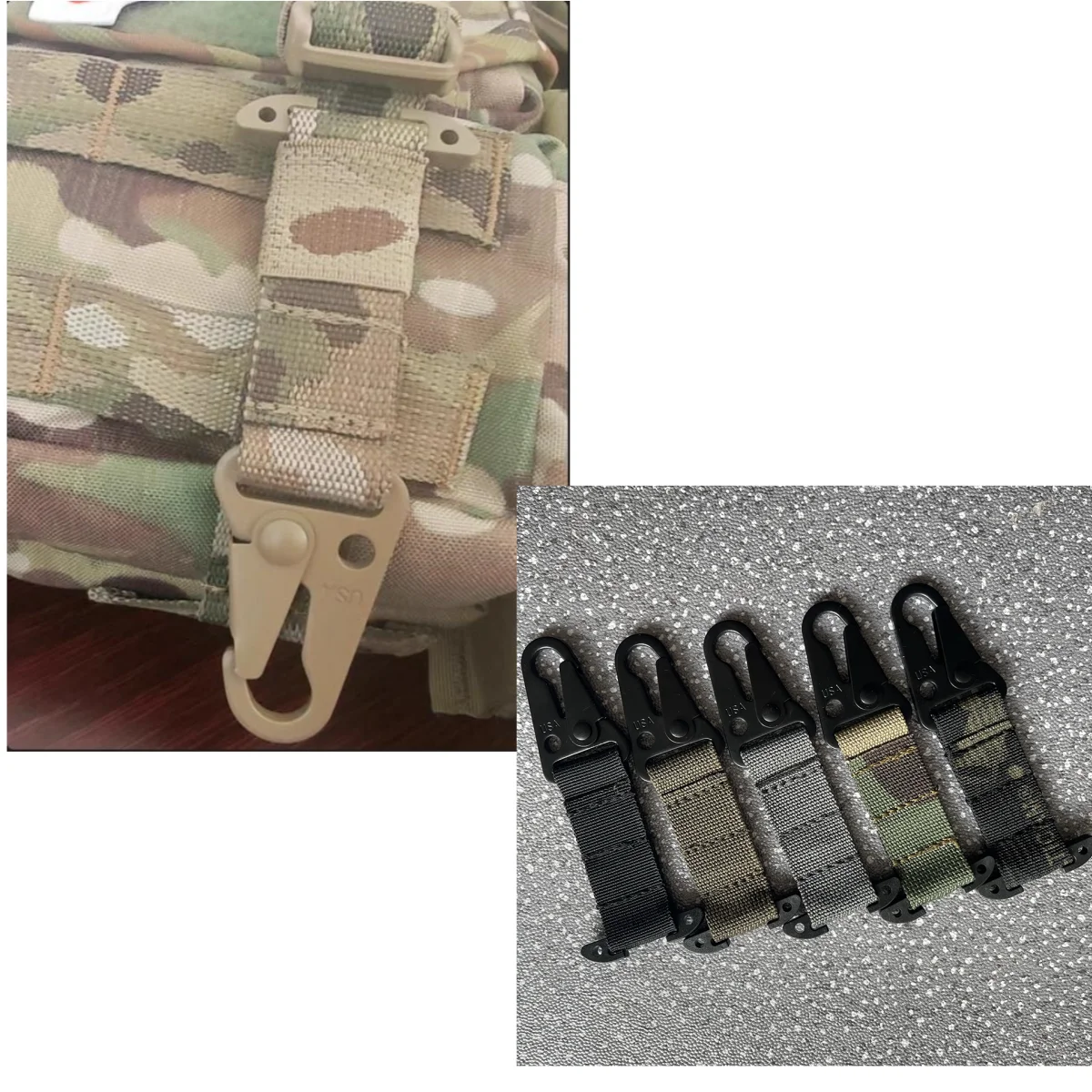 

High Strength Tactical Waist Belt Suspension Hook With Extinction Belt MOLLE System Keychain Suspension Quick Release Clash Hook