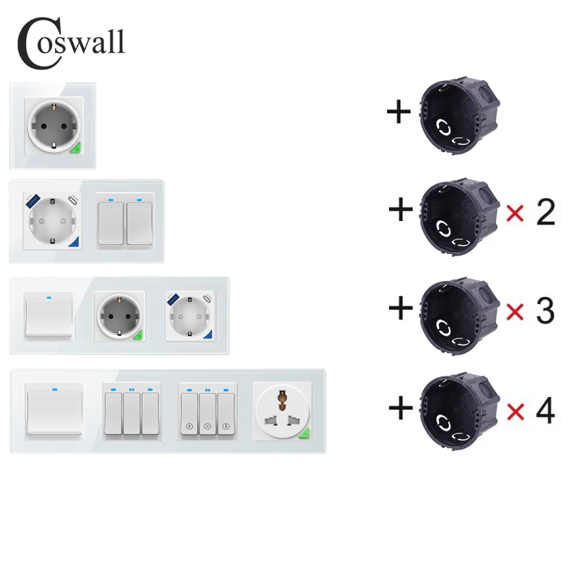 COSWALL Zigbee Tuya Smart Wall Switch 3 Gang Power Switch Alice DIY Module Black White