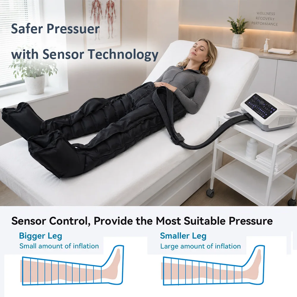Ideal Physiotherapy Tool 12-Chamber Pressotherapy Machine Air Compression Legs Lymphatic Drainage Massage Device Recovery Boots