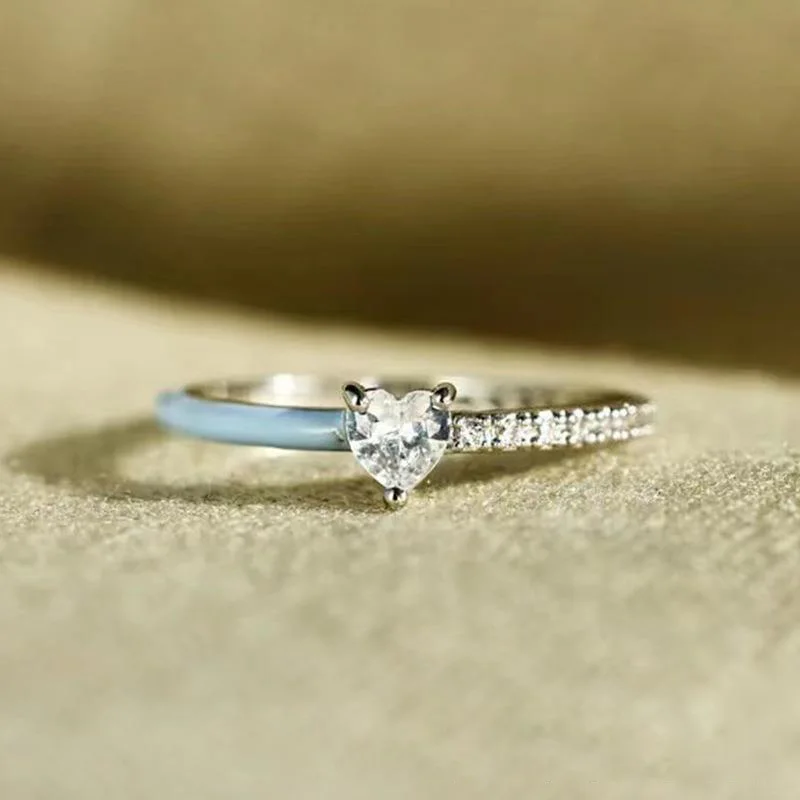 جديد الزركون خاتم شكل قلب متعدد الألوان تصميم قابل للتعديل امرأة الملحقات اليومية مهرجان عيد ميلاد هدية رومانسية رائعة #6