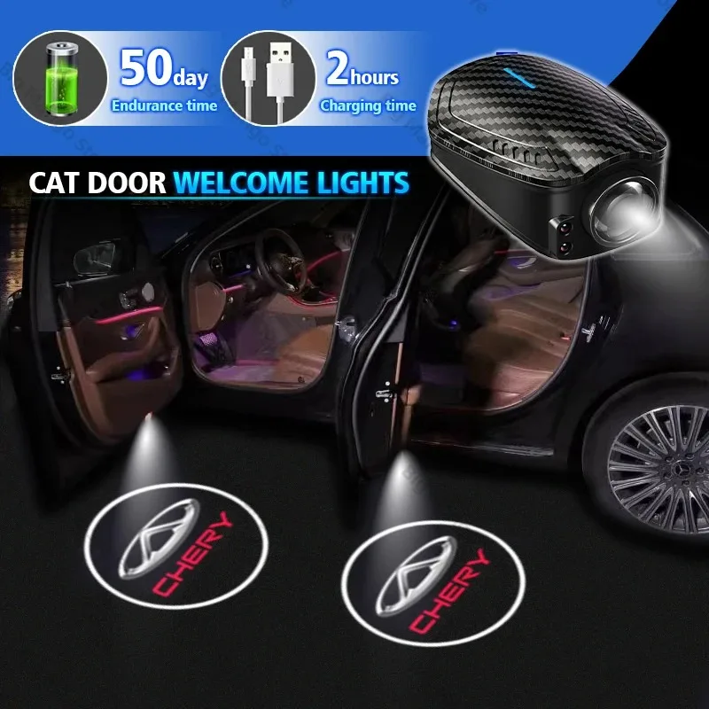 Car Door Welcome Light Door Courtesy Lamp Door Logo Projector For Chery Tiggo 7 8 9 4 Pro 3X Omoda 5 E5 Jaecoo 7 8 Arrizo 8