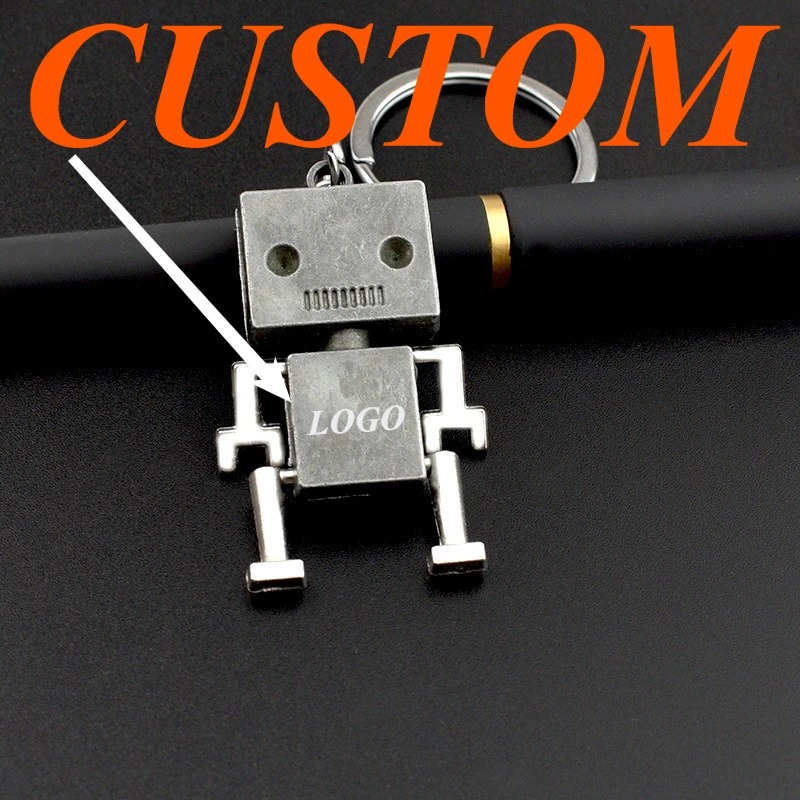 

1 шт., брелок на заказ, персонализированный цинковый сплав, креативный подвижный кулон-робот, индивидуальный брелок для ключей, автомобильные аксессуары, подарок, оптовая продажа