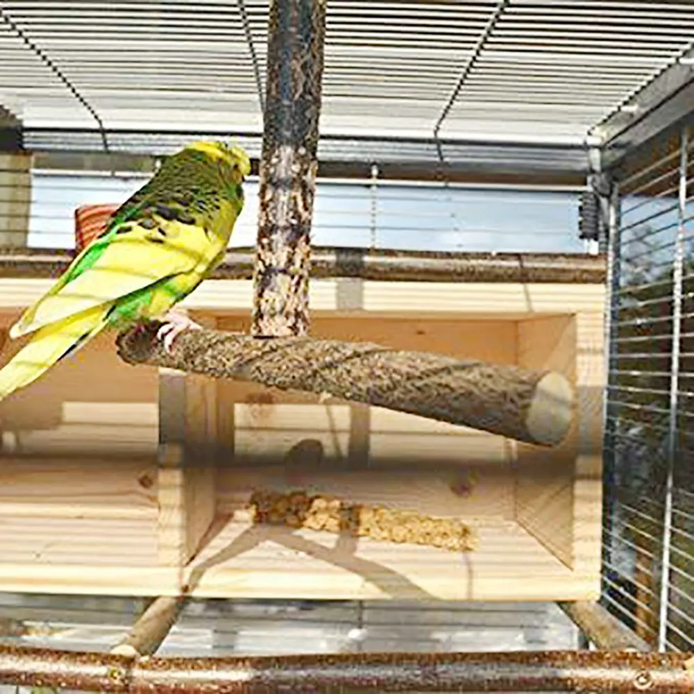 Bird Parrot Cage Toys Training T Shape Perch Grinding Chewing Parakeet Natural Wood Stand Toy