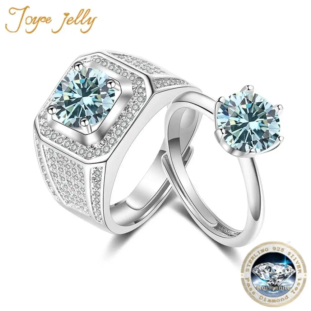 JoyceJelly 1ct Moissanite Rings For Couple S925 Sterling Silver Jewelry Wedding Bands Engagement Ring Lover's Anniversary Gift