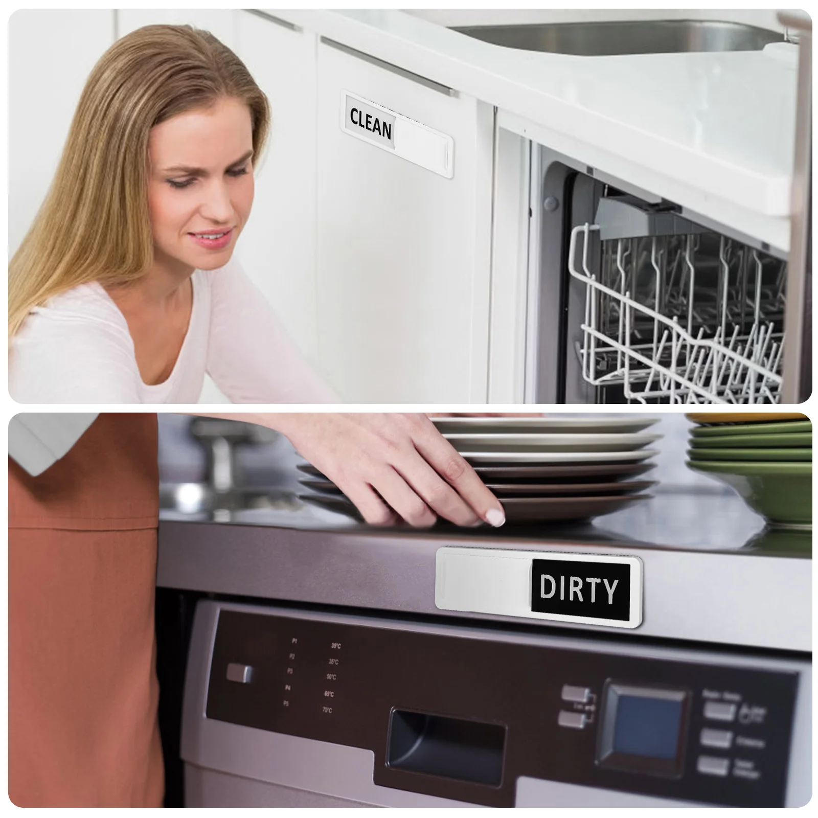 

1pcs Magnetic Dishwasher Sign Clear Clean Dirty Indicator Slide For Metal Door Durable Acrylic Kitchen Organizer Tool