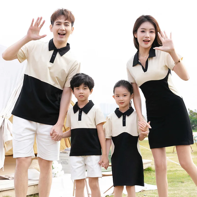 

Summer Matching Family Outfits Mum Daughter Slim Dress Dad Son Cotton T-shirt& Shorts Holiday Couple Outfit Mommy and Me Dresses