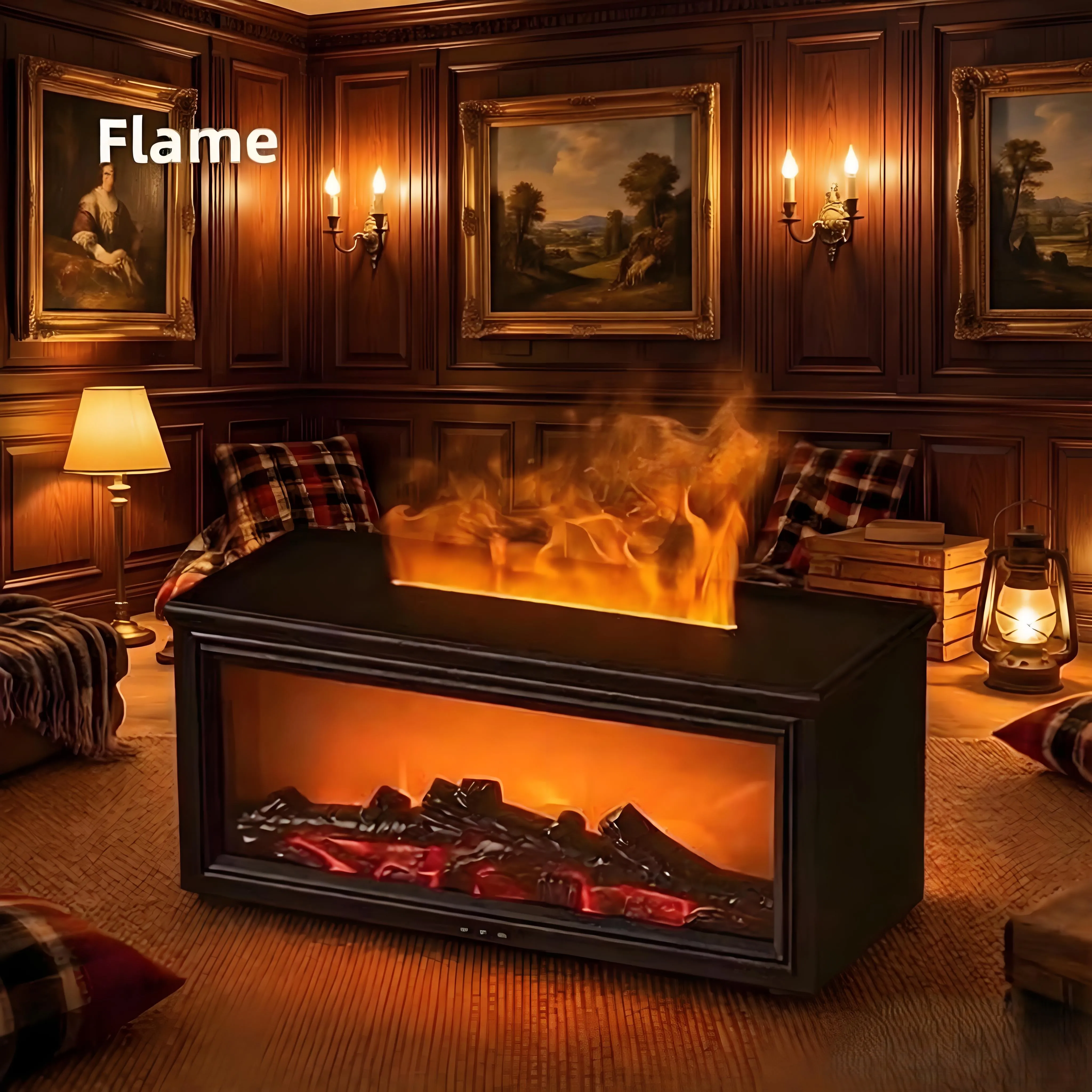 2026 New Retro Desktop Household Color Flame Humidification Aromatherapy Machine