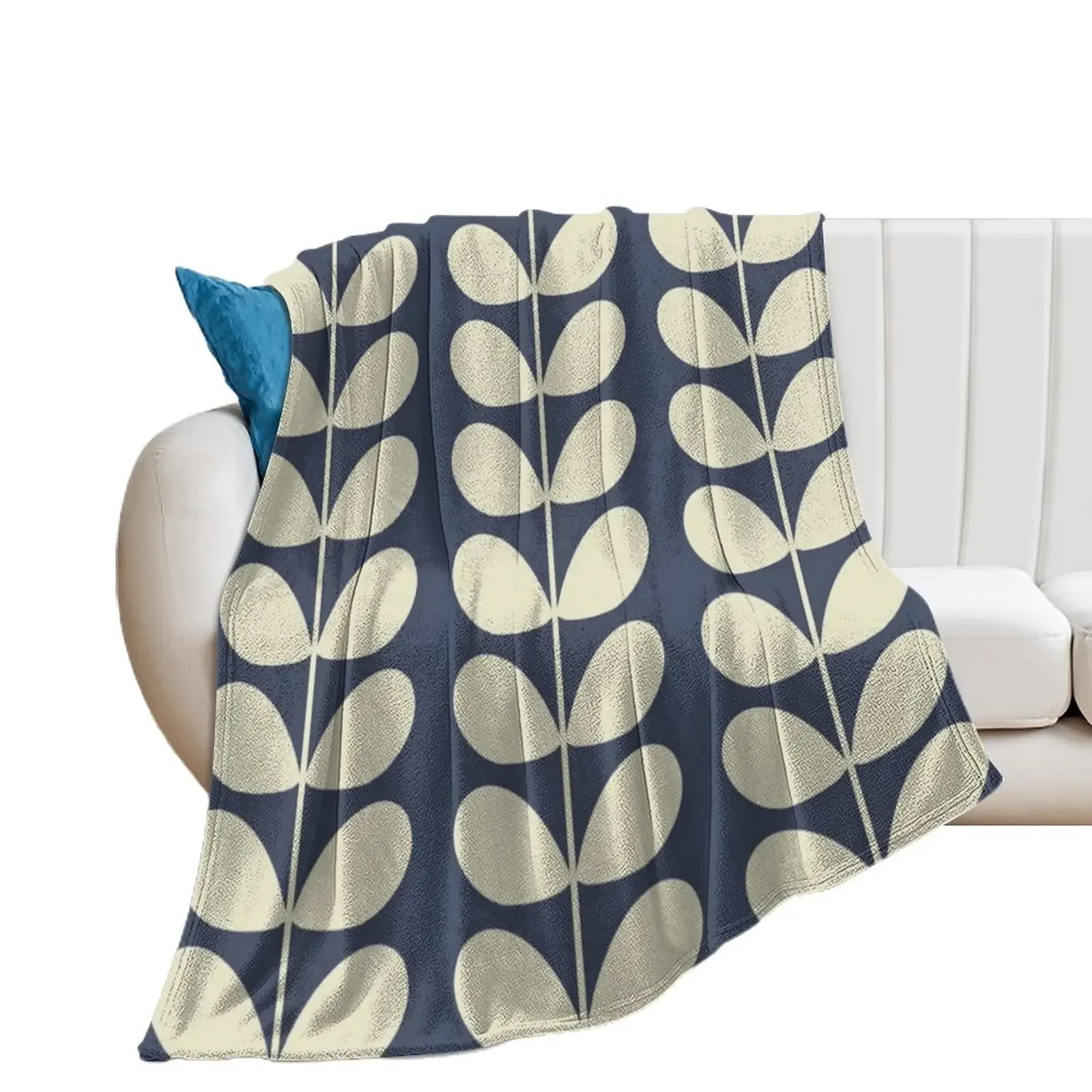 

orla kiely multi stem,kiely pattern, orla kiely design,blue,white Throw Blanket Bed covers Winter beds Beautifuls Blankets