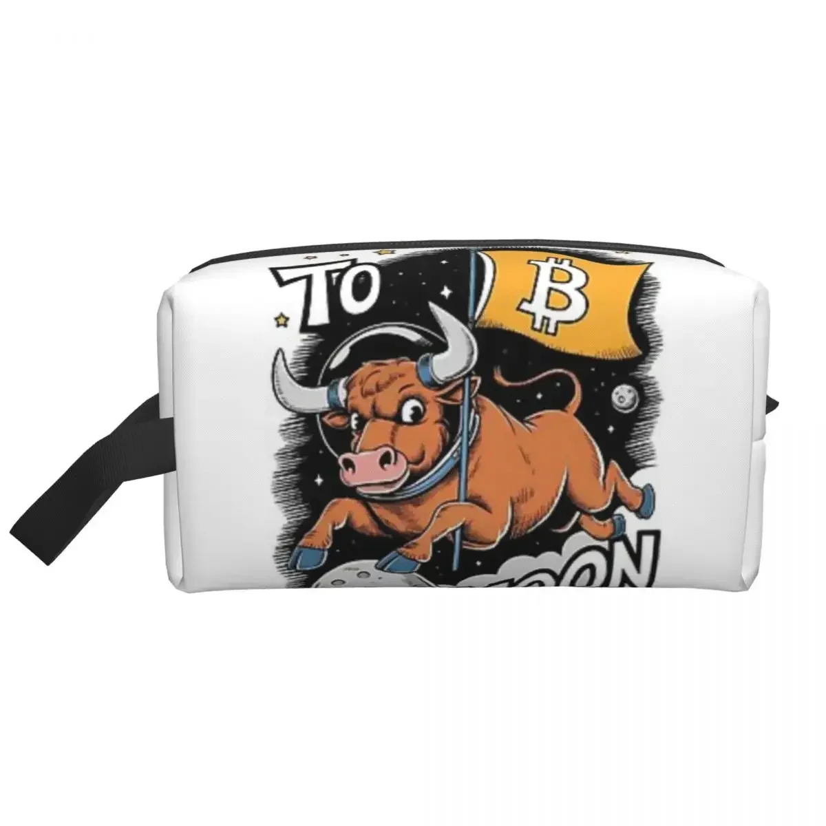

Bitcoin To The Moon Polyester Men Business Portable Storage Bag Women Travel Cosmetic Bag Hanging Wash Pouch