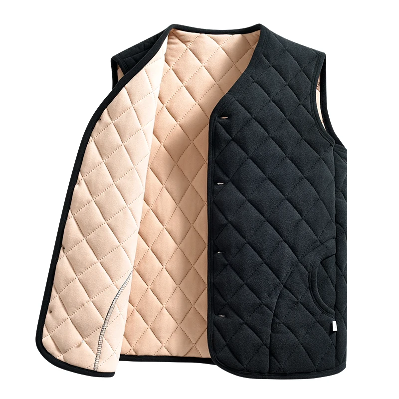 

Men Autumn and Winter Vests Warm Men's Plus Velvet Cotton Vest Casual Sleeveless Jacket Men's Solid Color Simple Windproof Vest