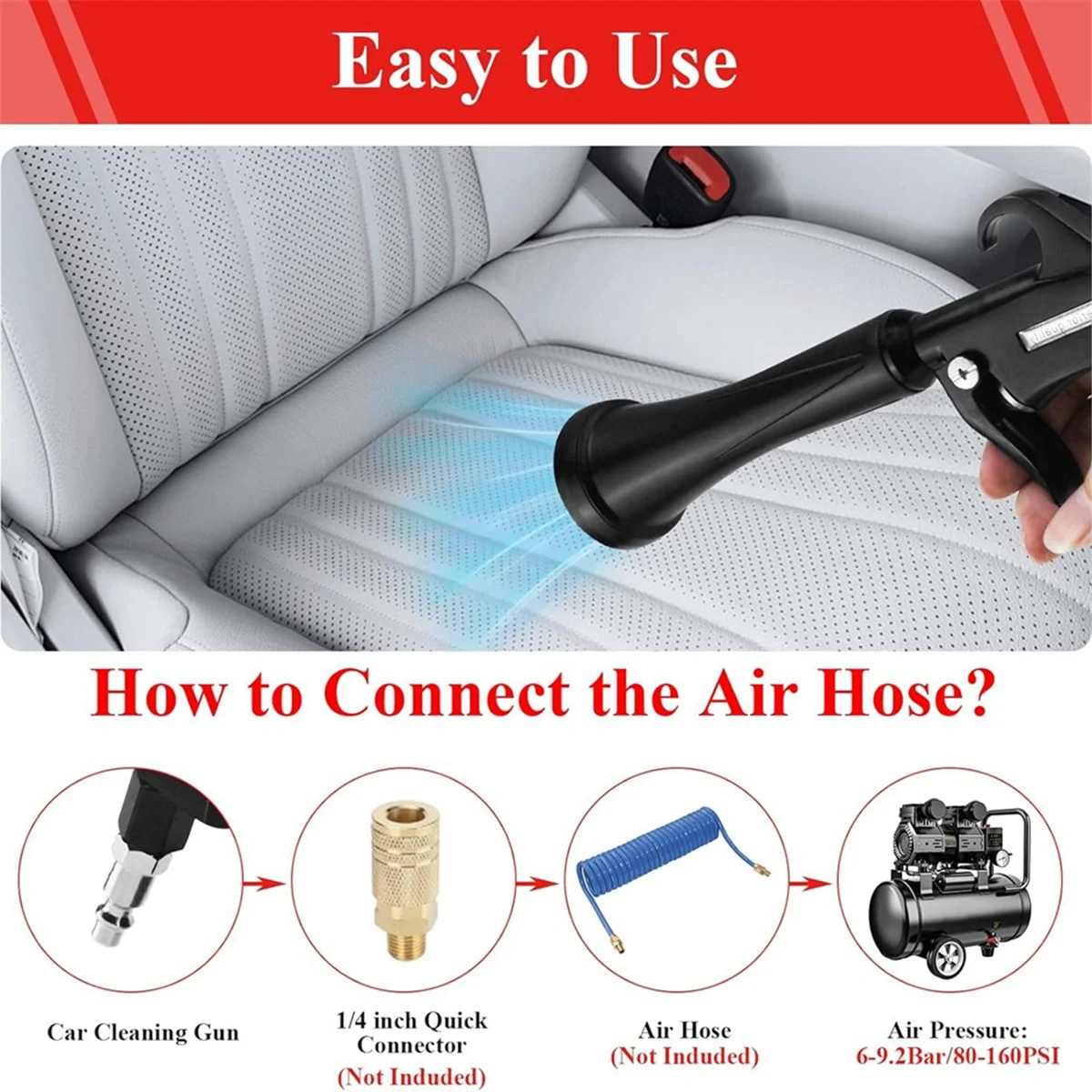 Air Cleaning Nozzle with Rubber Guard and Brass Adjustable A Super Deal matic Tool