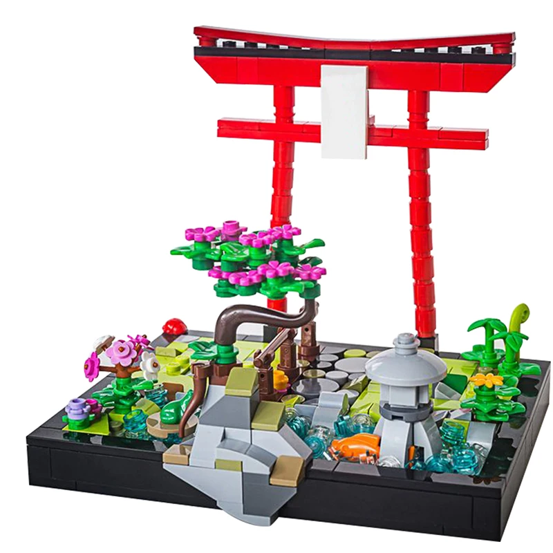 

Gobricks MOC City Street Mini Japanese Garden Building Block Villa Garden Model DIY Assembly Educational Bricks Children Toys