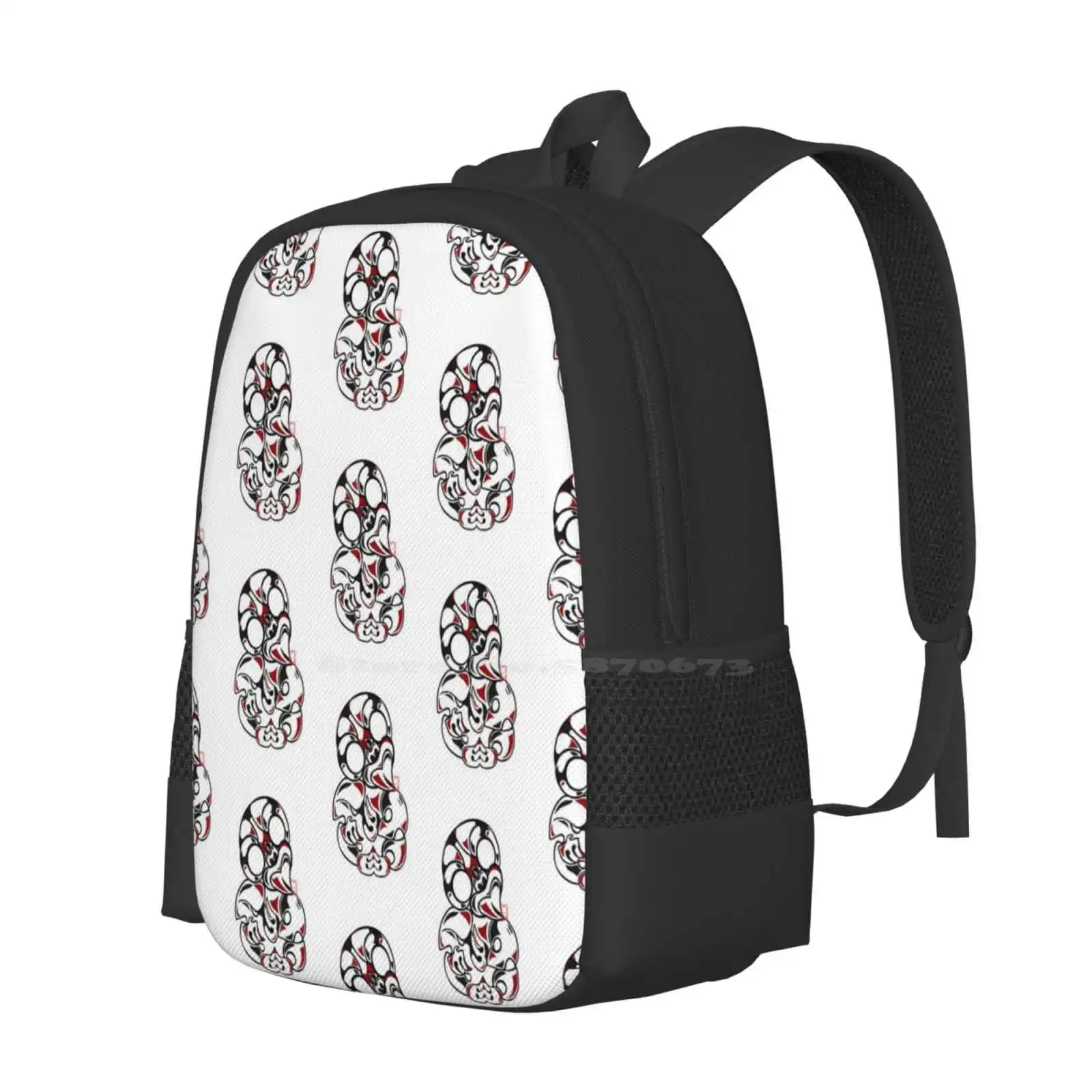 Tiki Pattern School Bags Travel Laptop Backpack Tiki Maoi New Zealand Nz Red White Black Pattern Tribal Traditional Soul