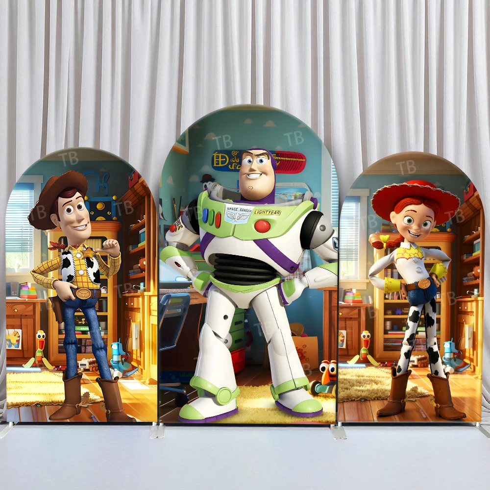

TB Toy Story Theme Arch Backdrop Cover Buzz Lightyear and His Friends for Kids Birthday Party Decor Photo Background Wall Props