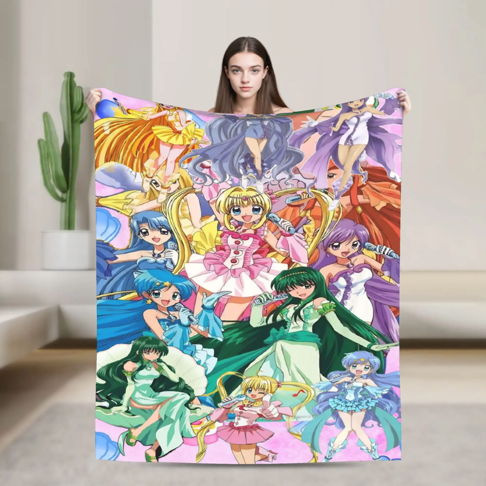 Mermaid Melody Pichi Pichi Pitch Flannel Blanket Winter  Warm Throw Blanket for Kids Couch Chair Funny Bedspread Sofa Bed Cover