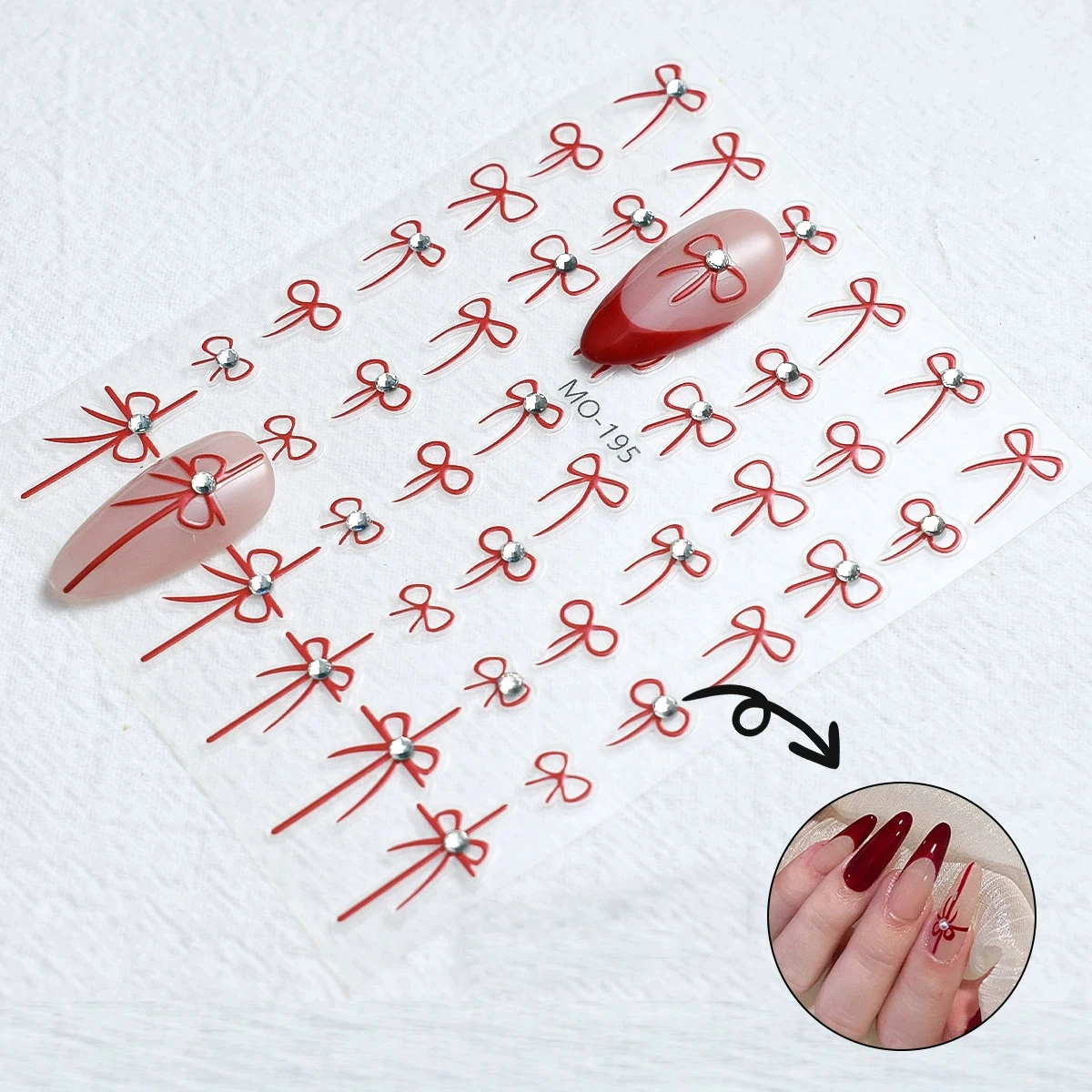 5D in rilievo carino farfalla fiocco nail art decalcomanie diamanti borchie rosso nero bianco fiocchi unghie adesivi decorazioni per manicure