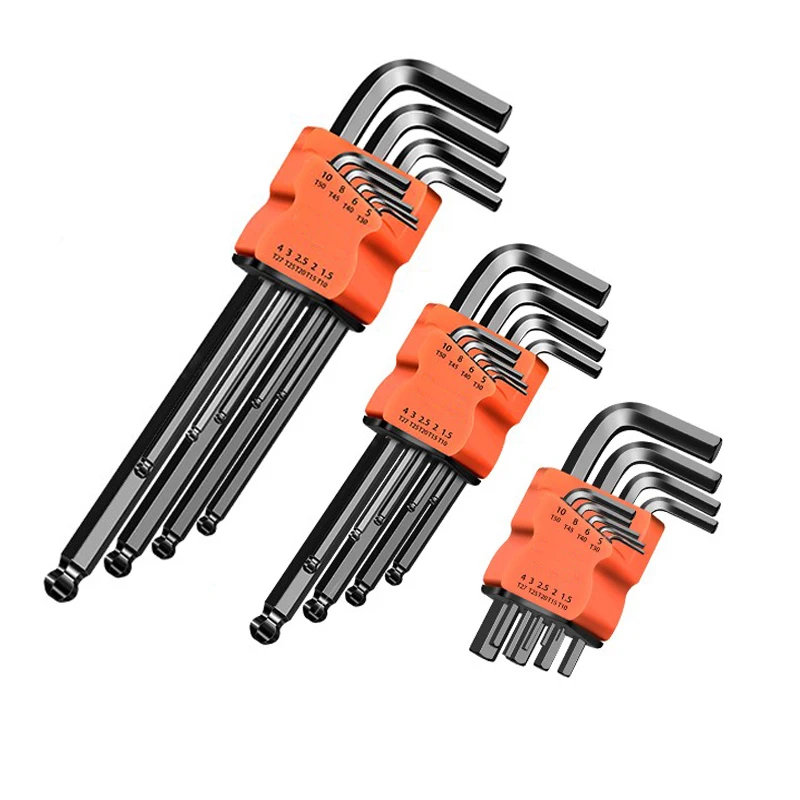 

9PCS Screwdriver Hex Wrench Set Double-End L Type Allen Key Hexagon Flat Ball Torx Star Head Spanner Key Set Hand Tools