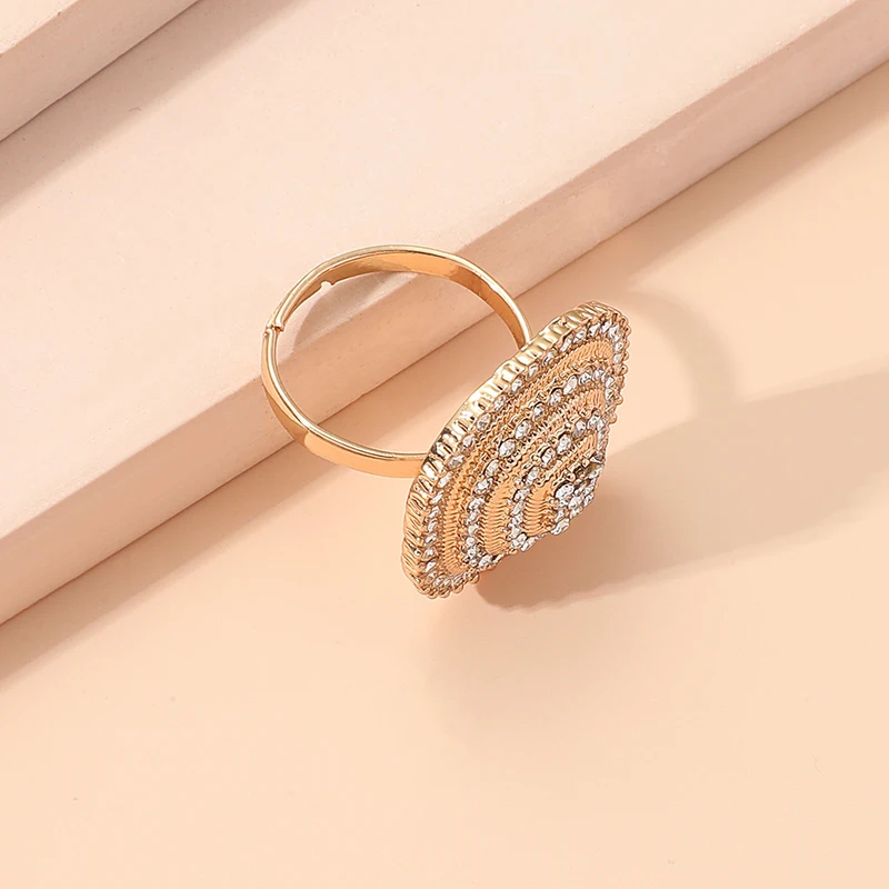 Elegant Geometric Rhinestone Inlaid Opening Ring
