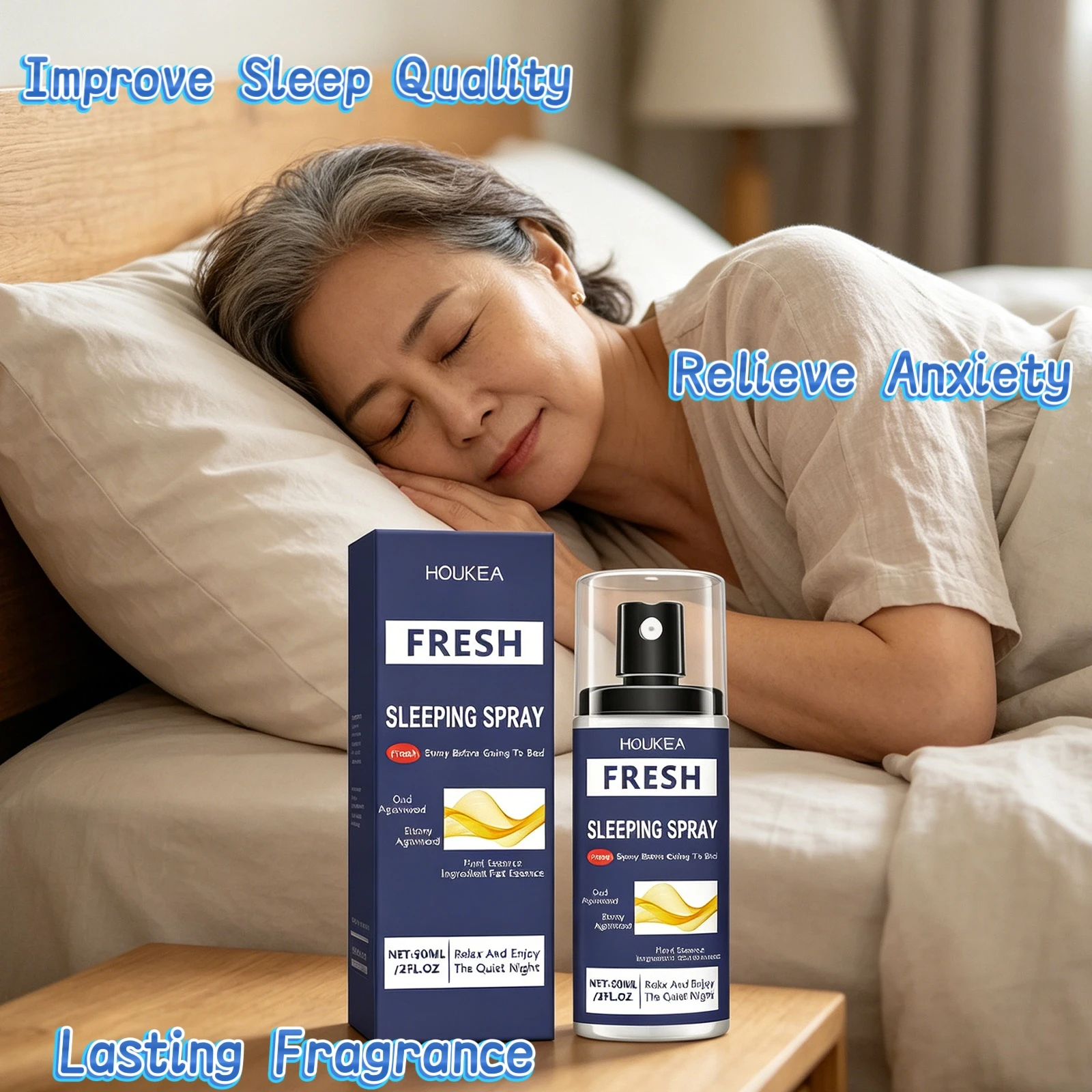Houkea Lavender Sleep Spray to Relieve Anxiety Improve Sleep Quality Insomnia Treatment Mind Relaxing Items Sleep Pillow Spray