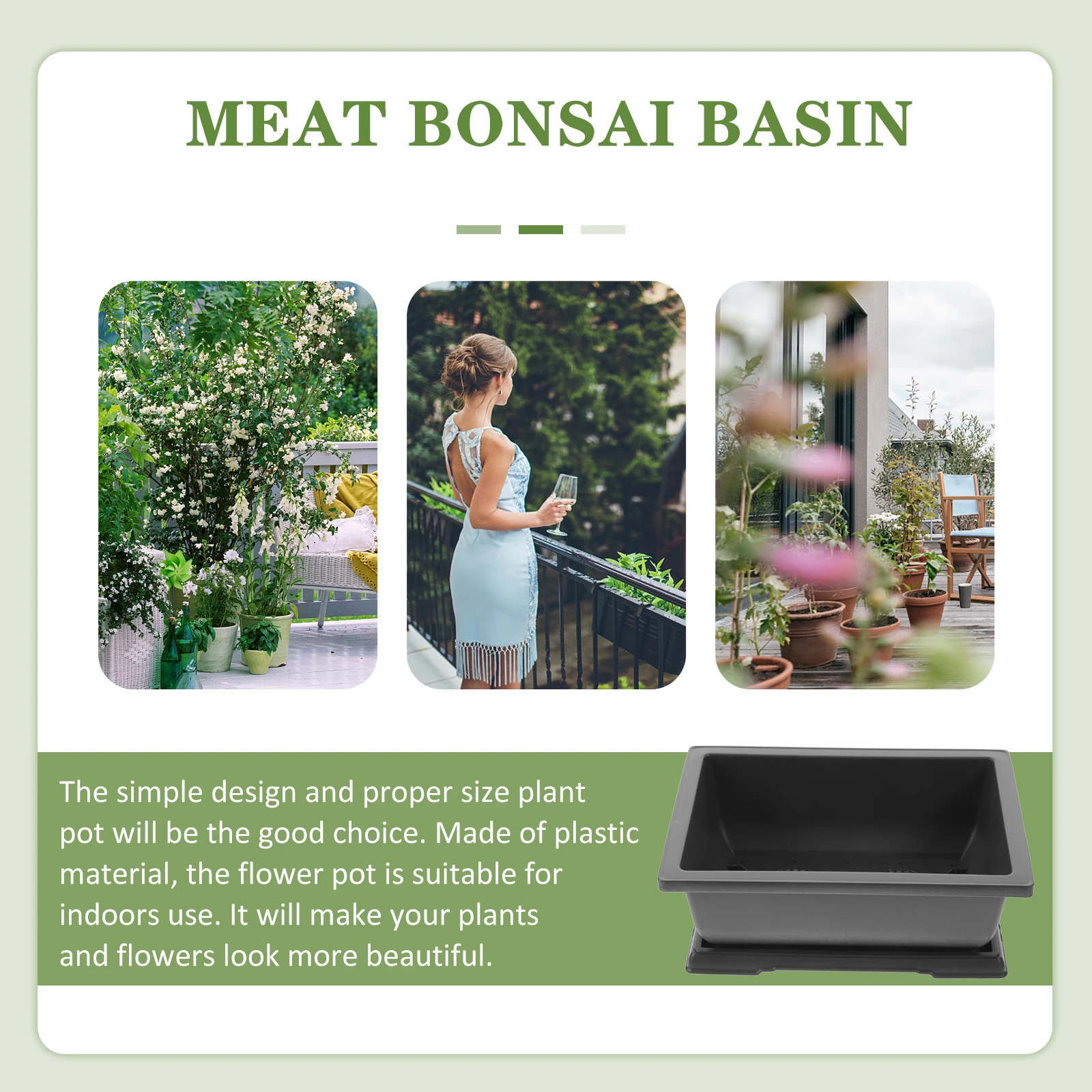 

Succulent Rectangular Plastic Flower Pots for Indoor Plants Bonsai Small Pots with Drainage Holes Garden Planter Outdoor