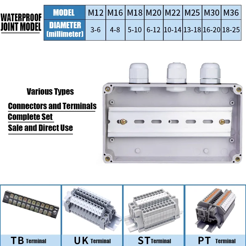 IP66 Outdoor ABS Plastic Electric Cable Branch Box Waterproof Distribution Enclosure Case Home Monitor Terminal Junction Box
