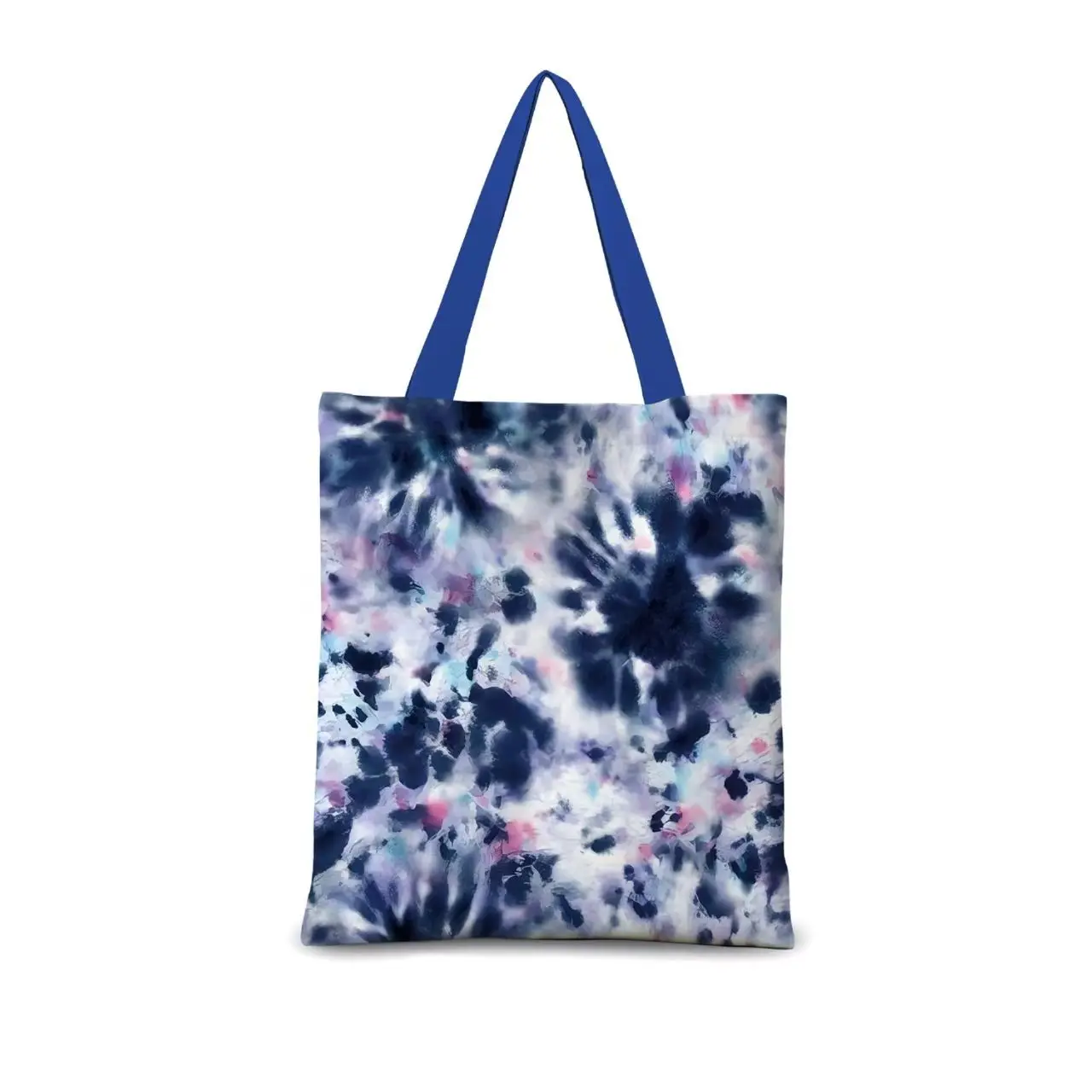 Art Style Double Sided Printed Canvas Shoulder Bag Tie Dye Design With Zippers Inner Pocket Handbag For School Daily Commute