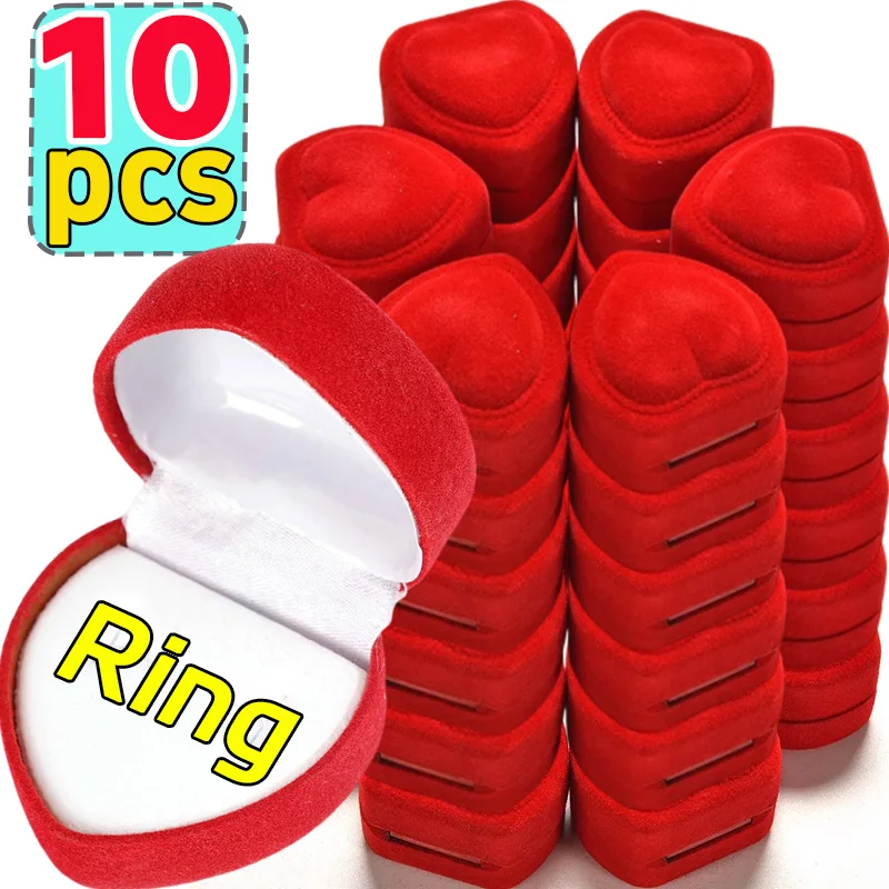Kotak Perhiasan Bentuk Hati Berlapis Merah untuk Pernikahan Romantis, Kotak Cincin Pertunangan, Kotak Hadiah Cincin Perhiasan Hari Valentine