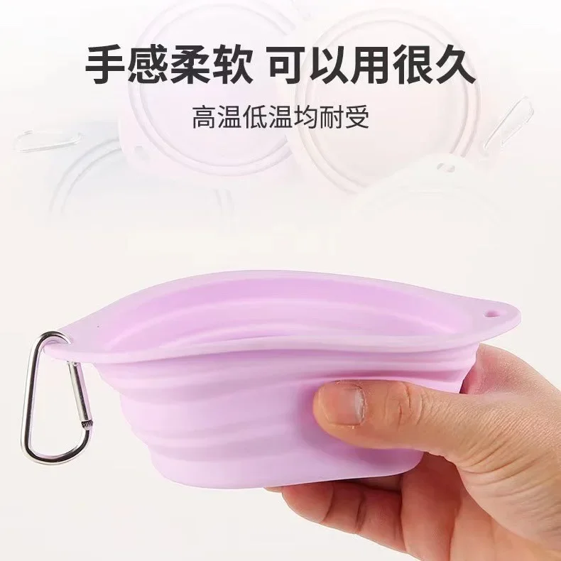 

Pet folding bowl silicone dog food utensils outdoor portable dog basin going out travel food basin