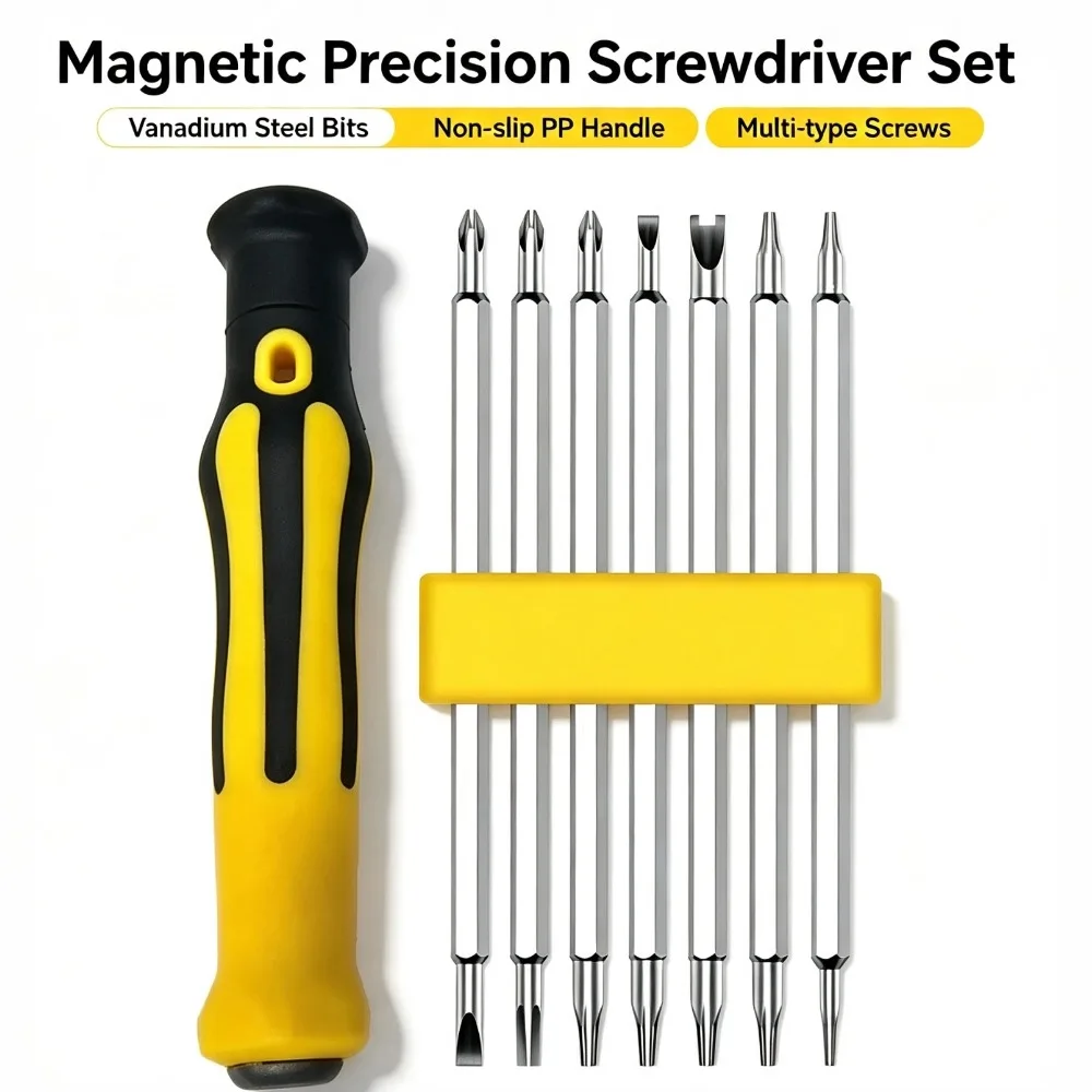 Magnetic Screwdriver Set  12 In 1 Multi‑Type Bits Y U T Star Cross Flat Screwdriver Kit Multifunctional Precision Repair Tools
