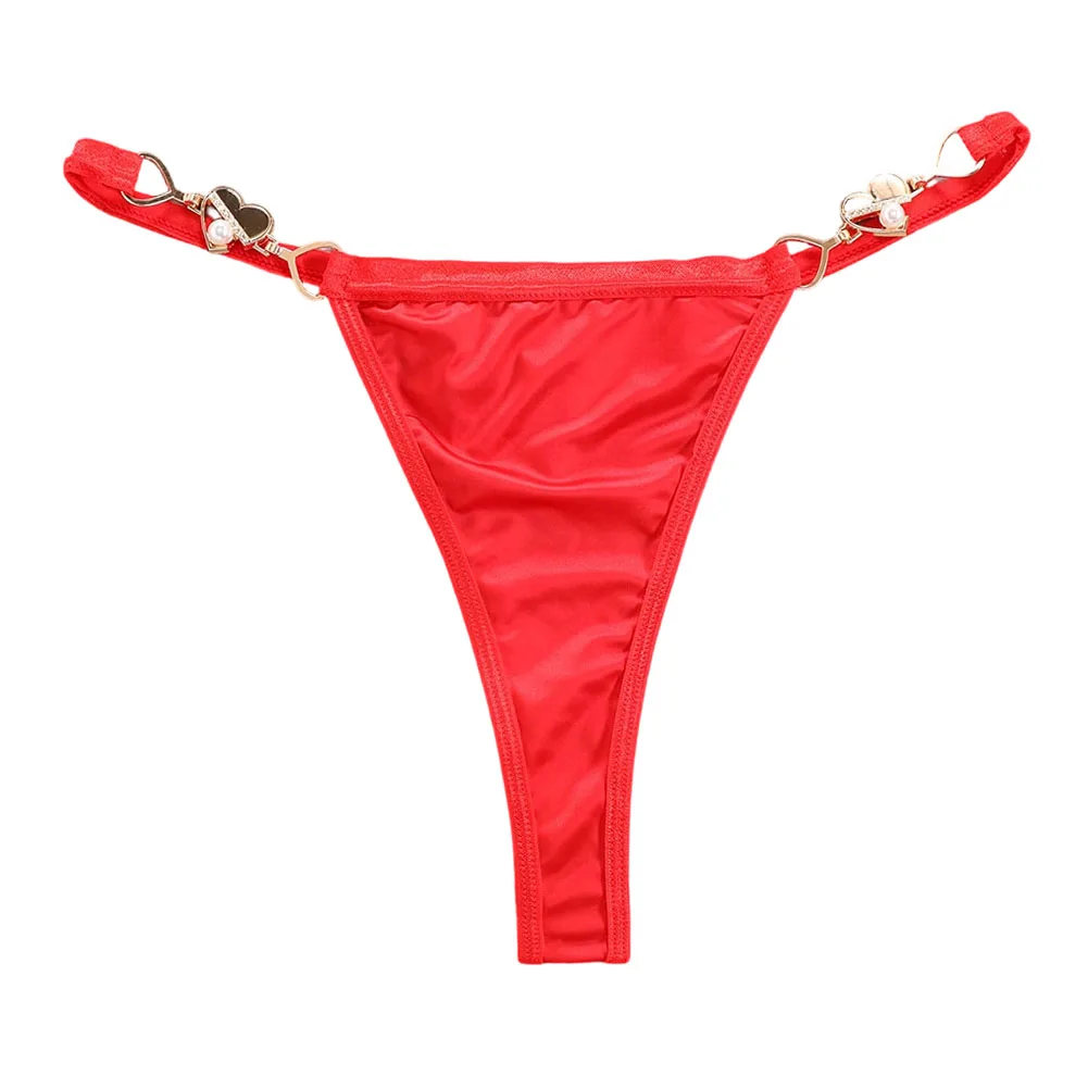 

Women's Low-waist Thongs Solid Satin Cotton Crotch G-string Panties Seamless Women's Extreme Underwear Stretch Hot Hot Lingerie